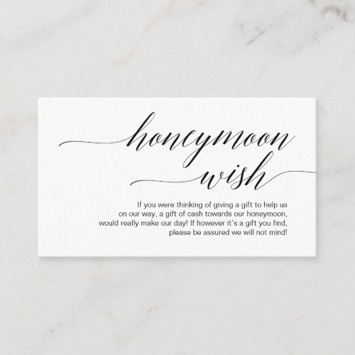 Modern black typeface Wedding Honeymoon Wish Fund Enclosure Card