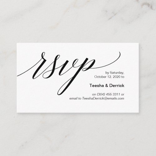 Modern black typeface Wedding RSVP Enclosure Card