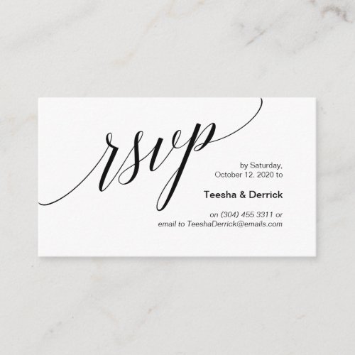 Modern black typeface Wedding RSVP Enclosure Card