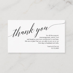 Modern black typeface, Wedding Thank you Enclosure Card