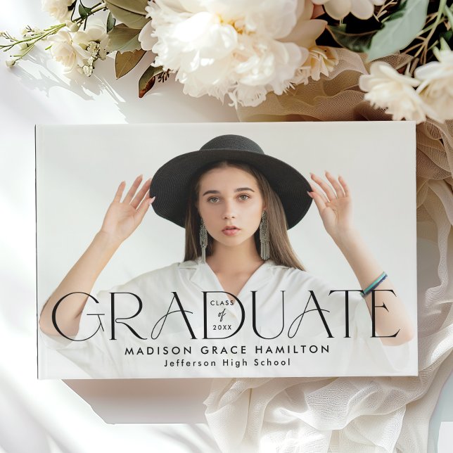 Modern Black Typography 2 Photo Graduation Guest Book (Creator Uploaded)