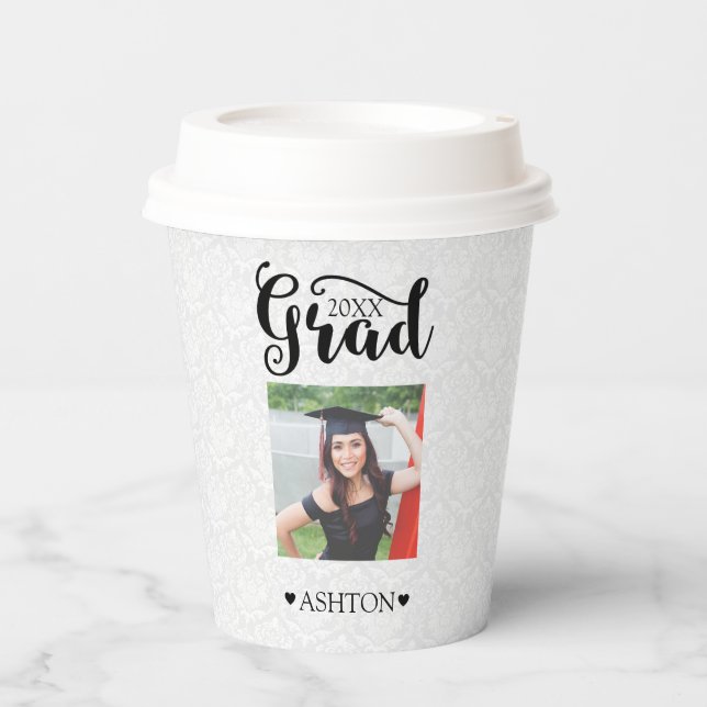 Modern Black Typography And Photo Paper Cup (Front)