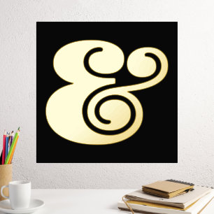 Modern Black Typography Big Ampersand Gold Foil Prints