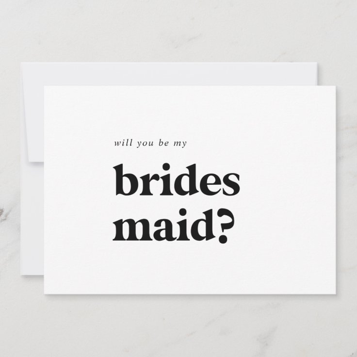 Modern Black Typography Bridesmaid Proposal Card | Zazzle