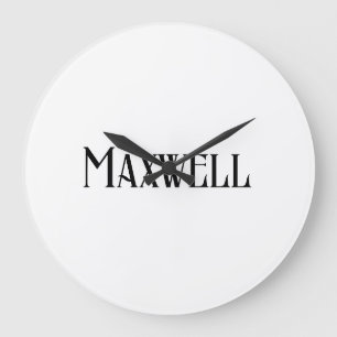 Modern Black Typography Custom Family Name Large Clock