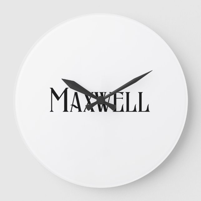 Modern Black Typography Custom Family Name Large Clock (Front)