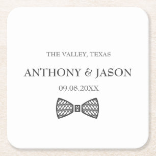 Modern Black Typography Custom Gifts Wedding Square Paper Coaster