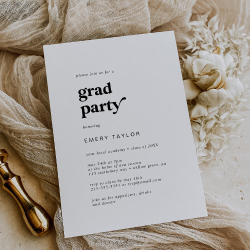 Modern Black Typography Grad Party
