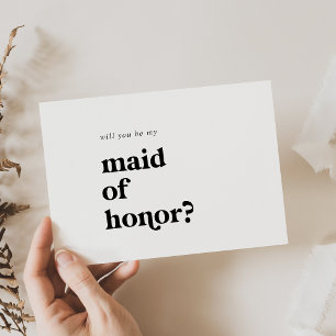 Modern Black Typography Maid of Honor Proposal Invitation