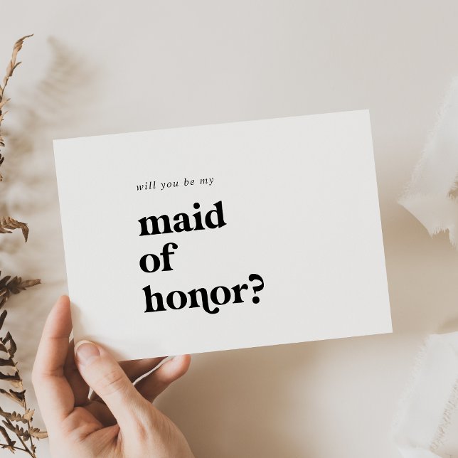 Modern Black Typography Maid of Honor Proposal Invitation (Creator Uploaded)
