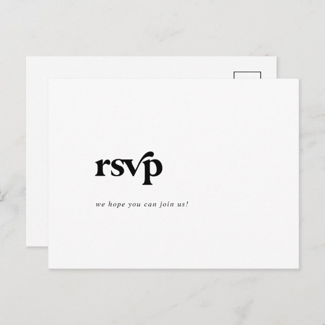 Modern Black Typography Menu Choice RSVP Postcard (Front/Back)
