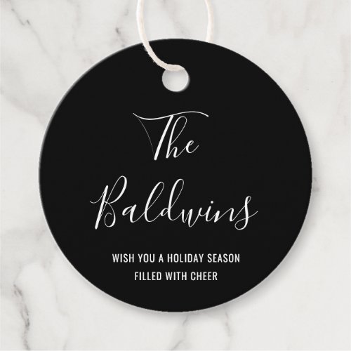 Modern Black Typography Name Holiday Favor Tags