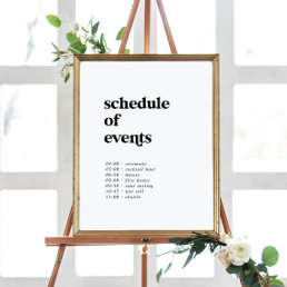 Modern Black Typography Order of Events Poster