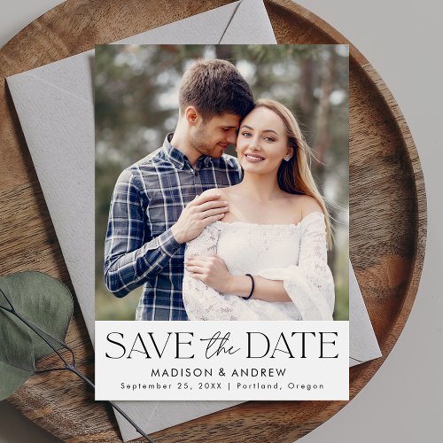 Modern Black Typography Photo Save The Date