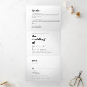 Modern Black Typography Photo Wedding All In One Tri-Fold Invitation (Inside)