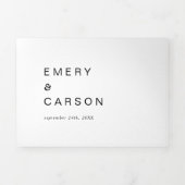 Modern Black Typography Photo Wedding All In One Tri-Fold Invitation (Cover)