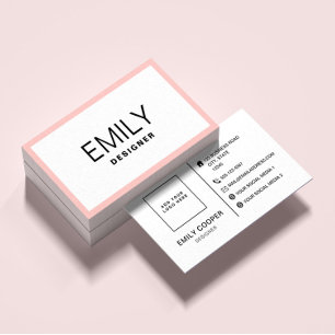 Modern Black Typography   Pink Border Business Card