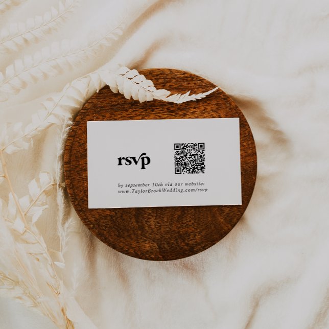 Modern Black Typography QR code RSVP Enclosure Card (Creator Uploaded)