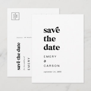 Modern Black Typography Save the Date Invitation Postcard