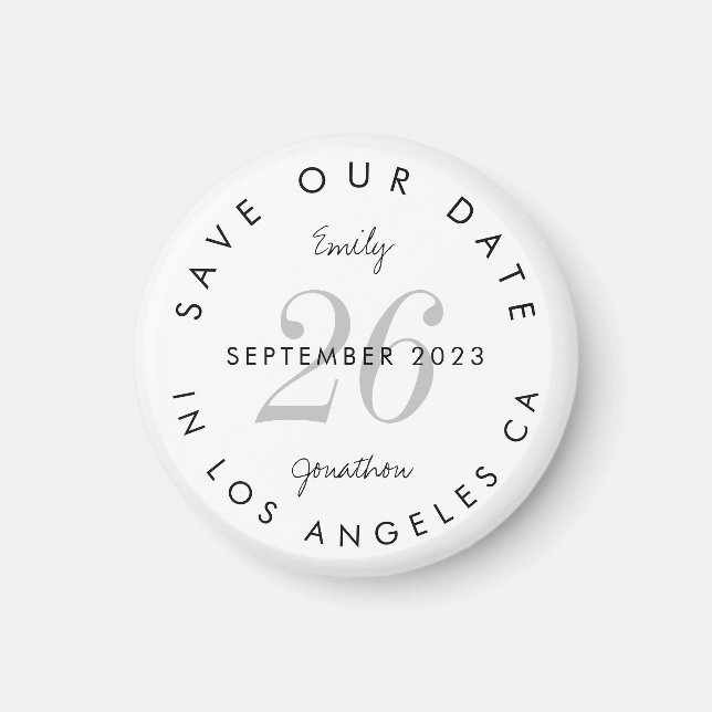 Modern Black Typography Save The Date Magnet (Front)