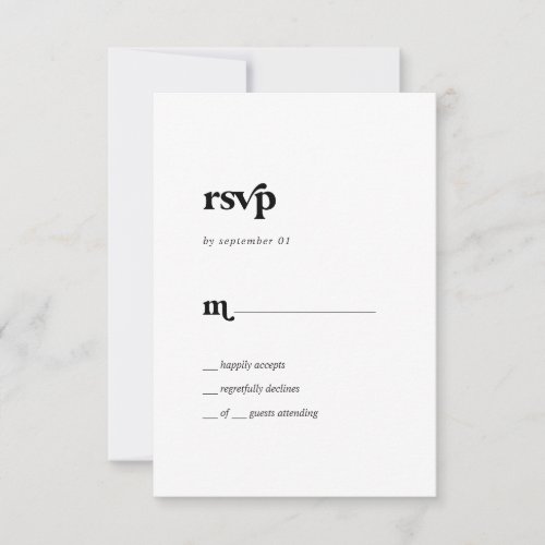 Modern Black Typography Simple RSVP Card