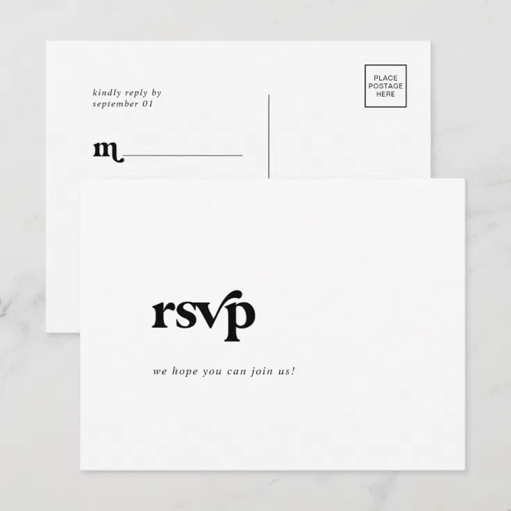 Modern Black Typography Song Request RSVP Postcard | Zazzle