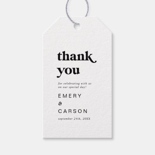 Modern Black Typography Thank You Favor Gift Tags