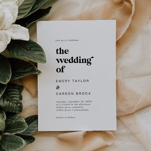 Modern Black Typography The Wedding Of Invitation