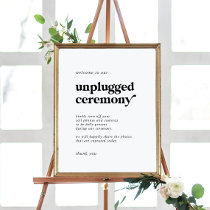 Modern Black Typography Unplugged Ceremony Sign