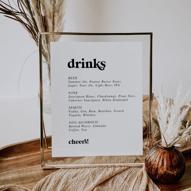 Modern Black Typography Wedding Drinks Menu Sign (Creator Uploaded)