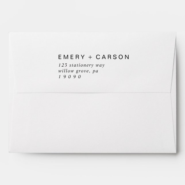 Modern Black Typography Wedding Invitation Envelope (Back (Top Flap))