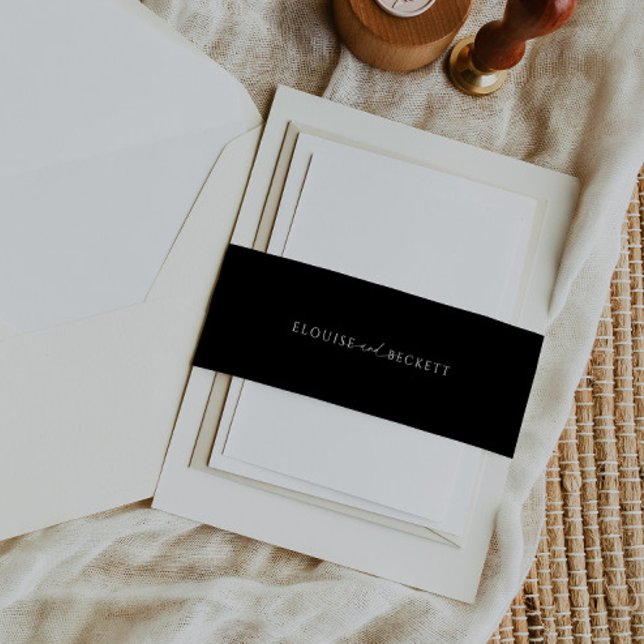Modern Black Typography Wedding Invite Belly Band (Creator Uploaded)