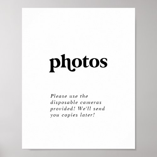 Modern Black Typography Wedding Photos Sign