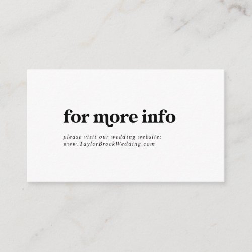 Modern Black Typography Wedding Website Enclosure Card