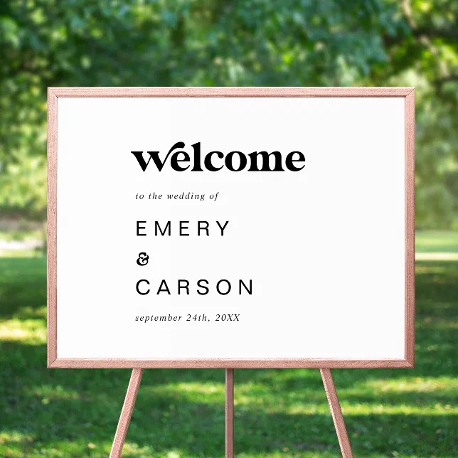 Modern Black Typography Wedding Welcome Poster | Zazzle