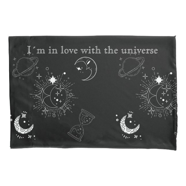 Modern black universe pattern for him pillow case (Front)