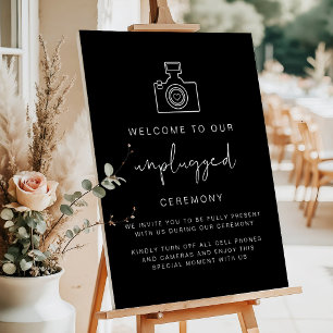 Modern Black Unplugged Ceremony Wedding Sign