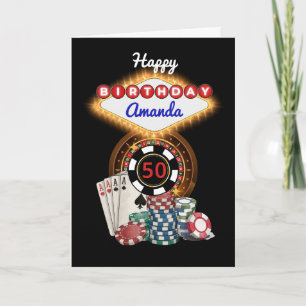 Modern Black Vegas Casino Night Theme Birthday Card