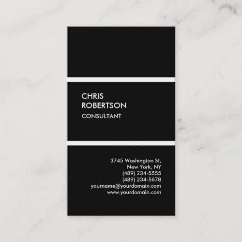 Modern black vertical unique business card