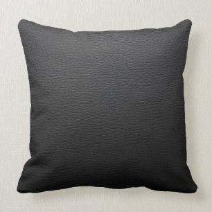 Modern Black Vintage Leather Texture Print Throw Pillow