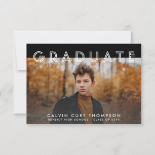 Modern Black Virtual Graduation Photo for Boys Invitation