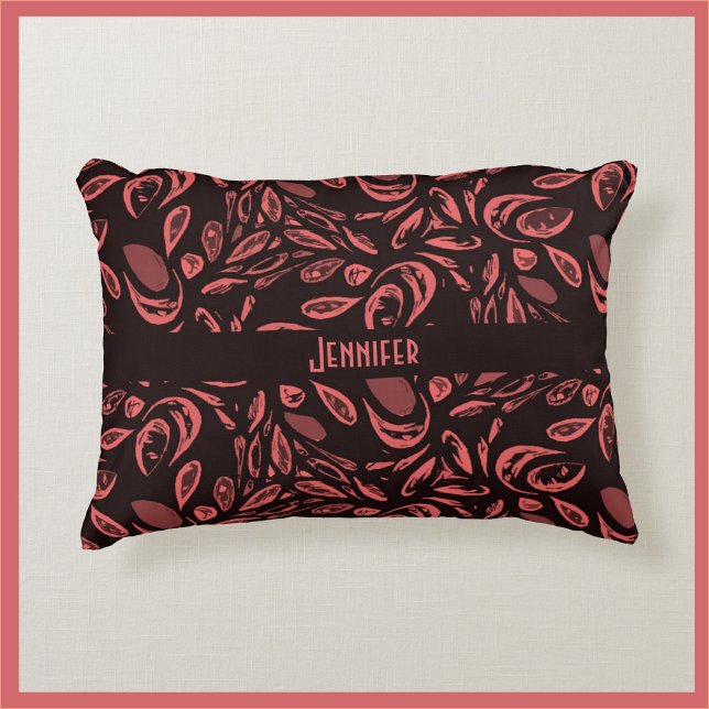Modern Black, Warm Red Teardrop Pattern Accent Pillow (Creator Uploaded)