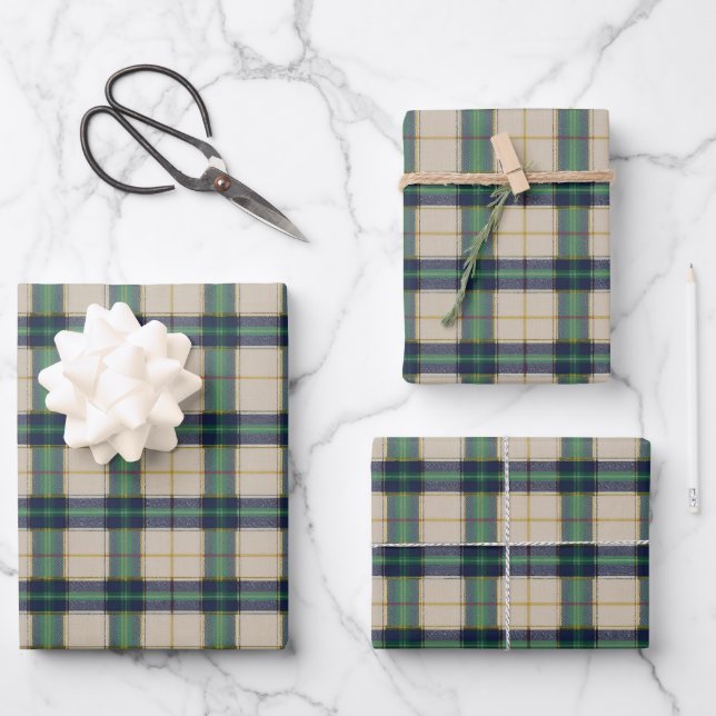 Modern Black Watch Tartan Plaid Classic Blue  Wrapping Paper Sheets (Front)
