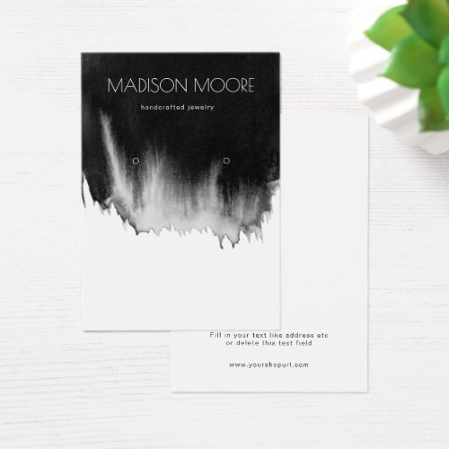 Modern Black Watercolor Earring Display Card