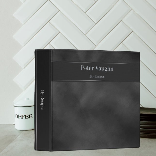 Modern Black Watercolor Family Recipes 3 Ring Binder (Creator Uploaded)