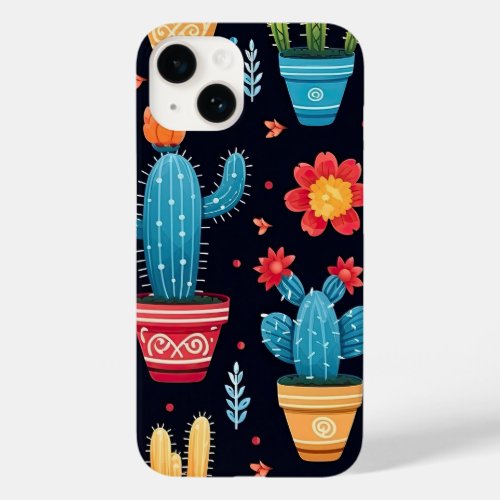 Modern black Watercolor Floral Cactus Case_Mate iPhone 14 Case