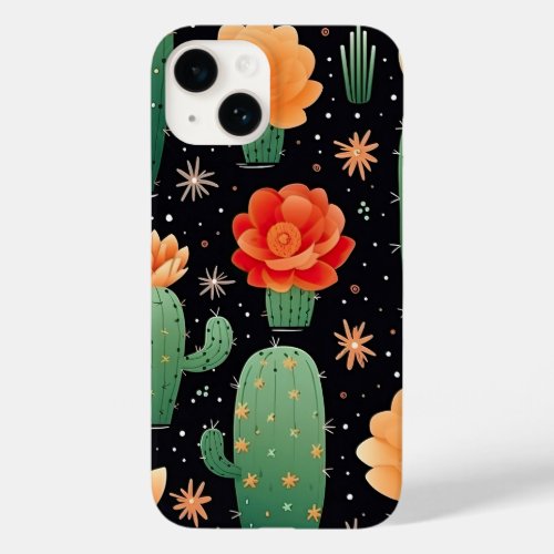 Modern black Watercolor Floral Cactus Case_Mate iPhone 14 Case