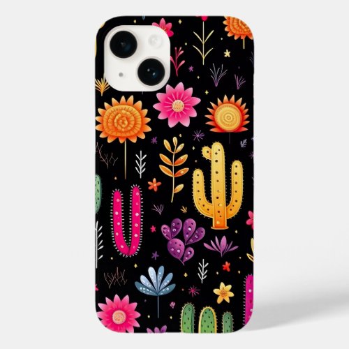 Modern black Watercolor Floral Cactus Case_Mate iPhone 14 Case