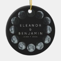 Modern Black Watercolor Moon Phases Wedding Custom