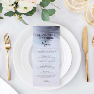 Modern Black Watercolor Wash Wedding Dinner Menu